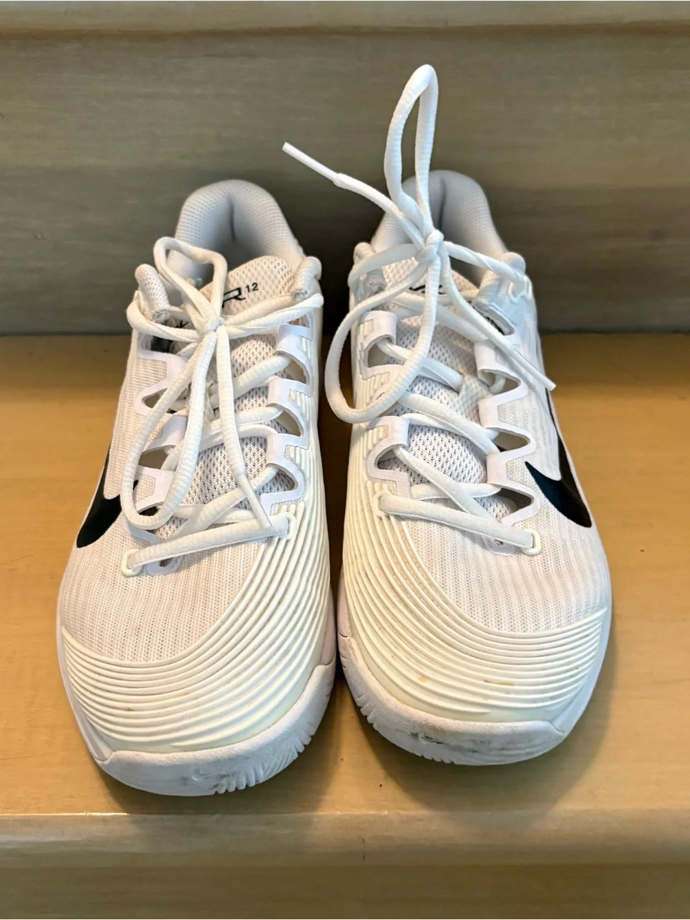 Nike vapor tennis White Sneakers with Black Swoosh Accent